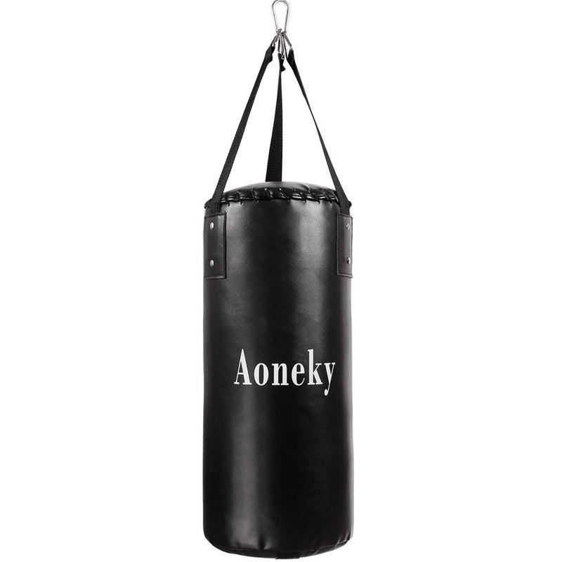 Aoneky Leather Kids Punching Bag â€“ Filled Boxing Bag for Kids Karate, 10 Pound Kicking Bag for Children Aged 3 to 10 Years Old, Hanging Punch Bag, Small Kickboxing Bag (Black) - Image 1